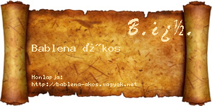 Bablena Ákos névjegykártya